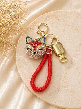 LV Gold Padlock 🔑 Authentic Louis Vuitton Charm + Unbranded Fox Head Keychain